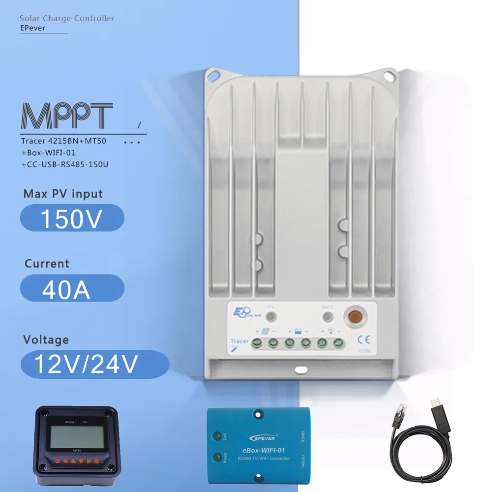 40A MPPT NEW Tracer 4215BN 150V Solar Charge Controller 12 24 V Remote LCD