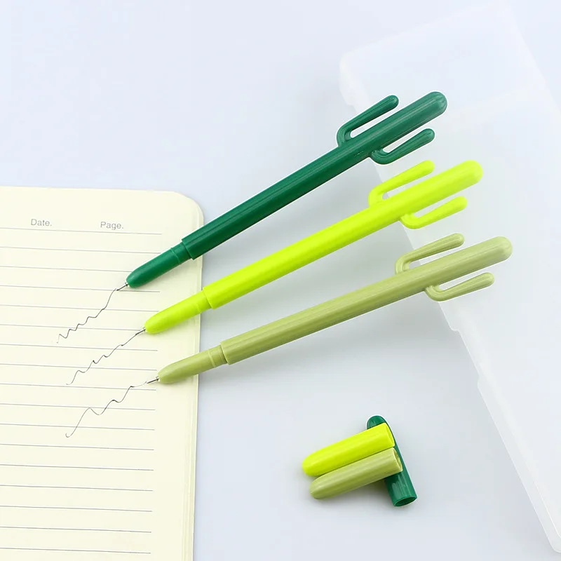 

60 pcs/Lot Green cactus roller ball pen 0.5mm ballpoint black color Stationery Office school supplies Canetas escolar CB296