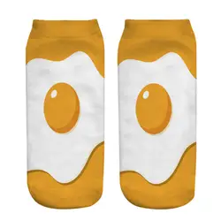 1 пара, милые яйца пашот, женские Носки с рисунком, забавные носки с 3D принтом, модные носки из полиэстера 19*8 см