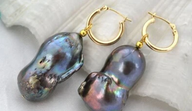 

ry00880 baroque black keshi reborn pearl dangle earring