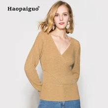 Solid Pull Femme Oversized Knitted Cashmere Sweater Women Long Sleeve V-neck Basic Thicken Brief Pullovers 2018 Winter Autumn Solid Pull Femme Oversized Knitted Cashmere Sweater Women Long Sleeve V-neck Basic Thicken Brief Pullovers 2018 Winter Autumn