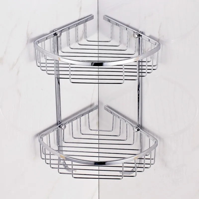 Chrome Finish Bathroom Shelves Corner Cosmetic Accessories Chrome Finish Bathroom Shelves Corner Cosmetic Accessories Sus 304 Stainless Steel Shelf Rack Basket Wall Mounted Hq78