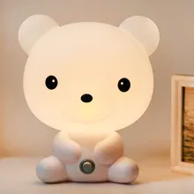 EU Plug Baby Bedroom Lamps Night Light Cartoon Pets Rabbit Panda PVC Plastic Sleep Led Kid Lamp Bulb Nightlight for Children
