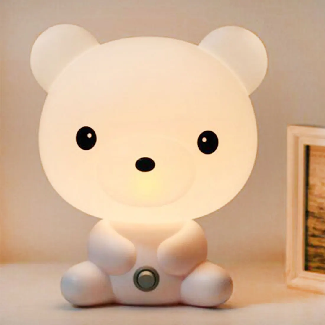 EU Plug Baby Bedroom Lamps Night Light Cartoon Pets Rabbit Panda PVC Plastic Sleep Led Kid
