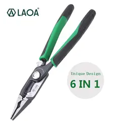 LAOA LA118008 дюймов 6 в 1 комбинации многофункциональные щипцы электрика игольчатые круглогубцы провода зачистки резак обжима