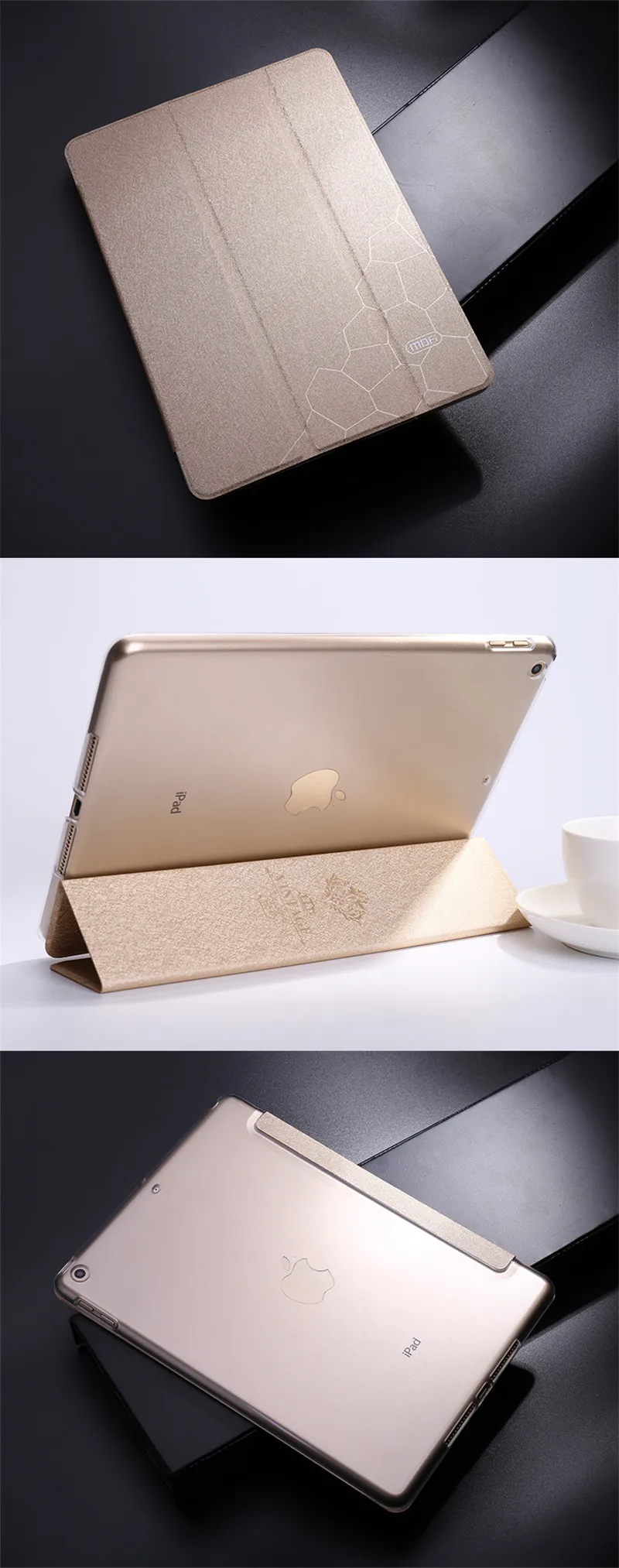 Для iPad чехол 9,7 модель планшет MOFi кожа для iPad 9,7 дюймов Чехол Флип Пробуждение сна прозрачный жесткий Стенд роскошный