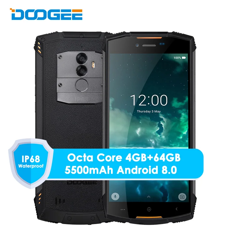 Original Doogee S55 4G LTE Dual Sim IP68 Smartphone Android 8.0 Octa Core 4G+64G Waterproof Shockproof Phone Fingerprint 5500mAh Original Doogee S55 4G LTE Dual Sim IP68 Smartphone Android 8.0 Octa Core 4G+64G Waterproof Shockproof Phone Fingerprint 5500mAh