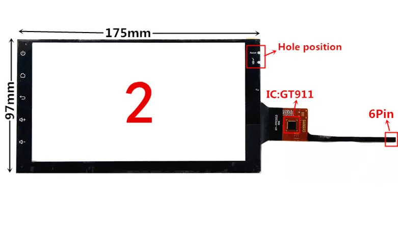  7 inch GT911 174mm*99mm Capacitive Touch Digitizer for Car DVD GPS navigation multimedia Touch scre