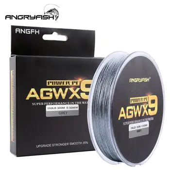 

ANGRYFISH Fishing Line Diominate X9 PE Line 9 Strands Weaves Braided 300m/327yds Super Strong Fishing Line 15LB-100LB Gray