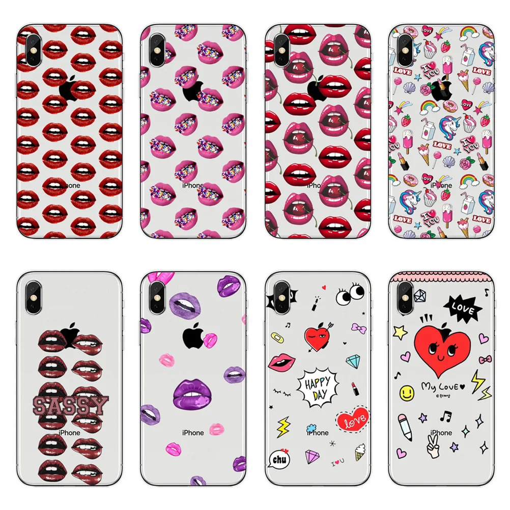 Phone Case Sexy Girl Kylie Jenner Lips Kiss Clear Silicon Soft TPU Coque Cover For Apple iPhone X 5 5S SE 6 6s 7 8 Plus shell |