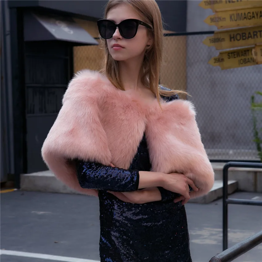 

Lanshifei New Design Faux Fur Scarf Comfortable Faux Fur Neck Shawl Thick Fox Fur Coat Fur Girl Shoulder Cover Short Fur Shawl