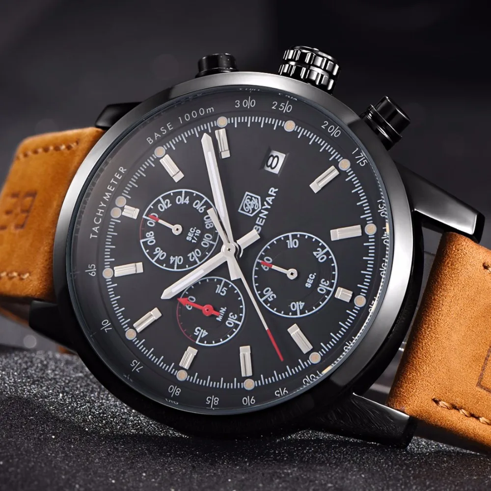 Кварцевые часы Relojes Hombre мужские водонепроницаемые с секундомером спортивные