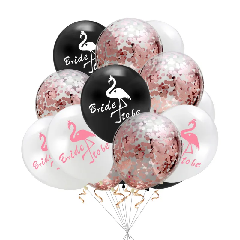 

Wedding Decoration Balloons Flamingo Bride To Be Team Bride Mr Mrs 12 inch Rose Gold Latex Balloon Wedding Party Supplies
