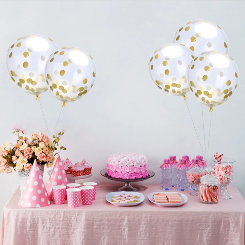 141 12 De Réduction10 Pièces Or Argent Confettis Ballon Multi Couleur Rose Bleu Jaune Confettis Ballons Pour Mariage Anniversaire événement