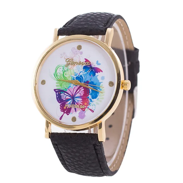 Fashion Women Bracelet Watch Brand Neutral Butterfly Pattern Leather Quartz Wris Fashion Women Bracelet Watch Brand Neutral Butterfly Pattern Leather Quartz Wris