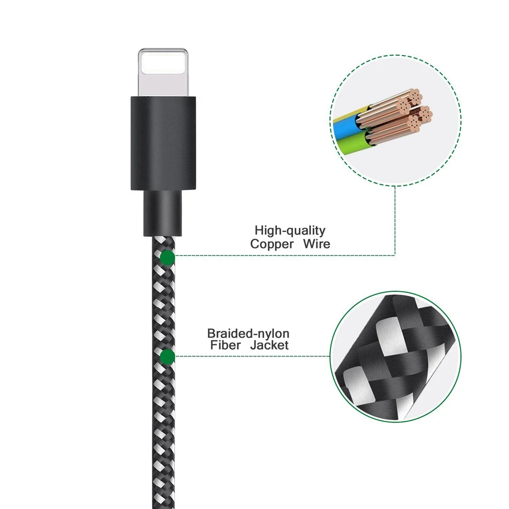 [3] Cable USB 5 V 2,1 de carga rápida Cable USB a USB Suntaiho de Nylon trenzado Cable de datos de Cable USB cable cargador para iPhone 7