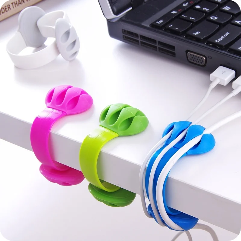 

Hoomall Desk Cable Clips Triple Slots Desktop Cable Organizer Cord Management System Office Table Organizer
