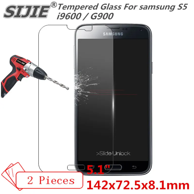SIJIE 2PCS Tempered Glass For samsung S5 i9600 G900 cover GALAXY Screen Protect protective 5.1