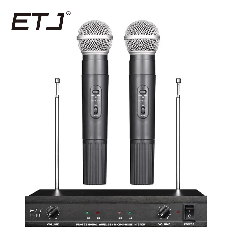 

ETJ Brand Changable Handheld Bodypack Wireless Microphone VHF Dual Microphone U-101
