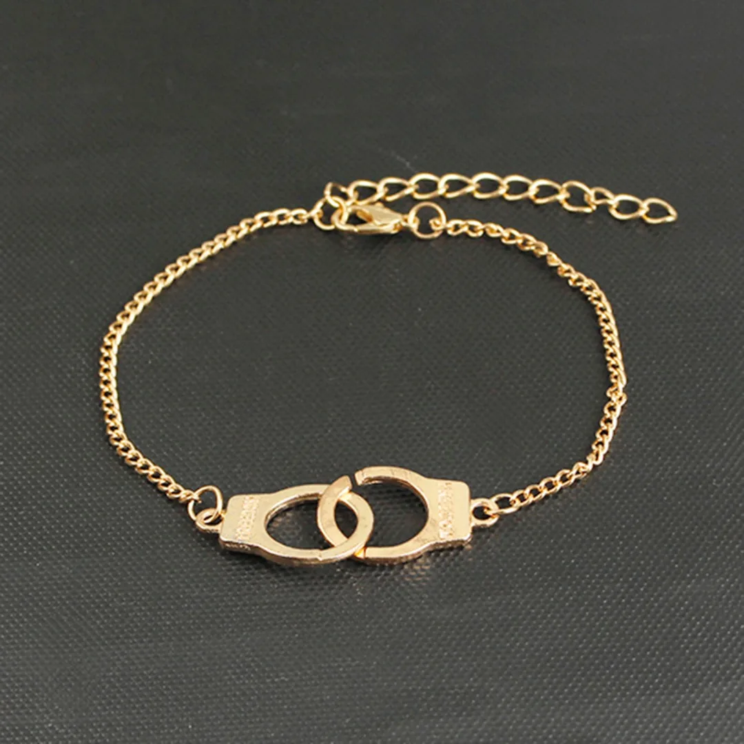 Punk Simple Fashion Alloy Freedom Bangle Unisex Silver Gold Metal Handcuff Chain Bracelet Charms Unique Jewelry Accessories