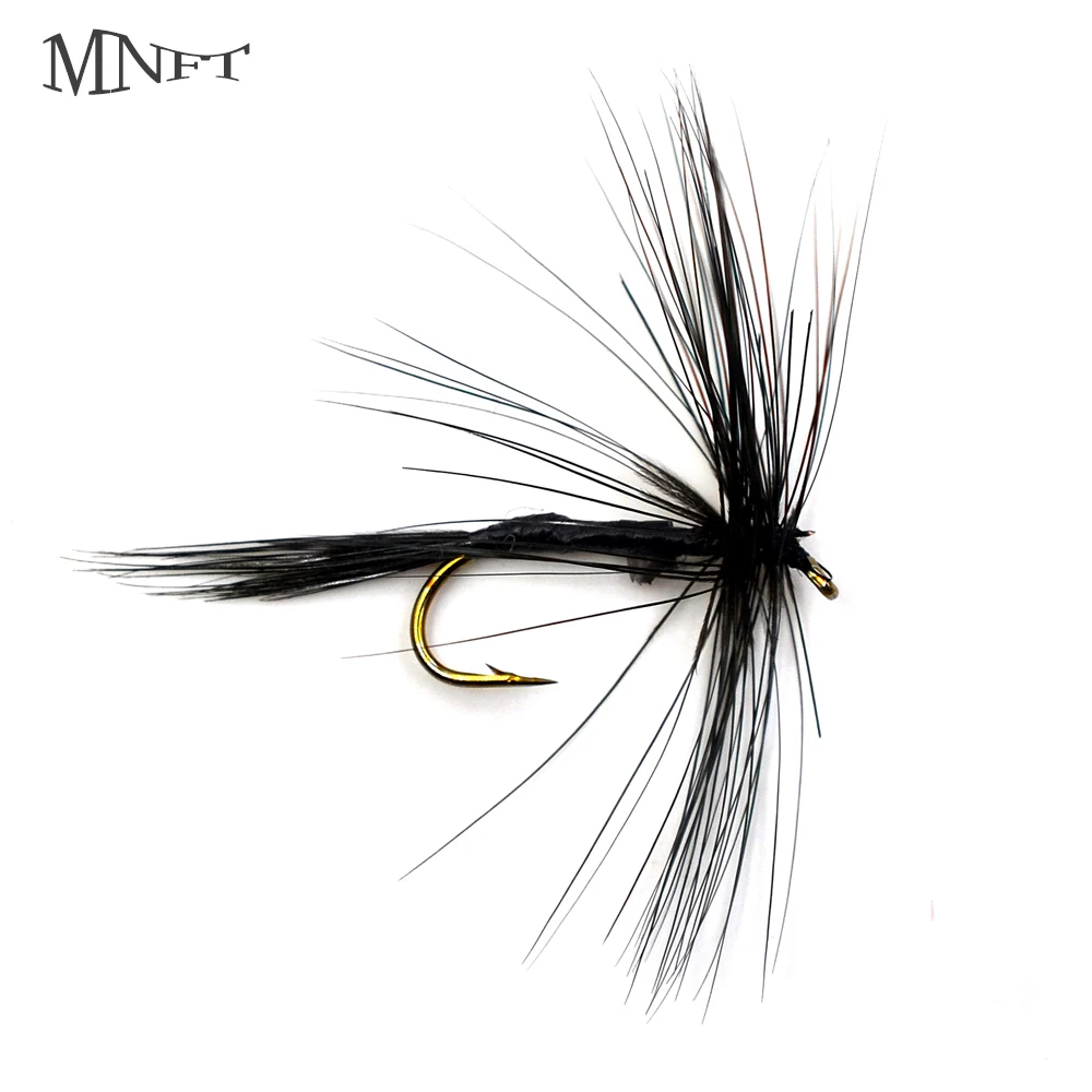 

MNFT 10PCS Fly Fishing Flies Fishing Dry Flies Trout Lures Artificial Bait Lure Black Mosquito Hook Size 10#