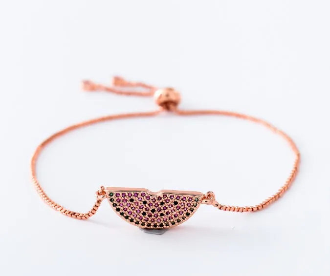 

gold silver Chain micro pave cz Zircon Cubic Zirconia bracelet rope adjusted Macrame watermelon Bangle xy43 Fashion Jewelry