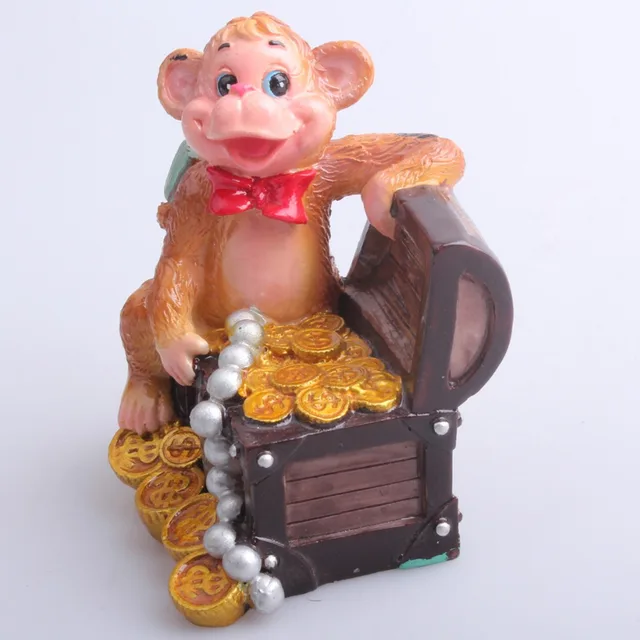 Lucky Wealth Monkeys Resin Figure Animal Resin Craft Home Shop