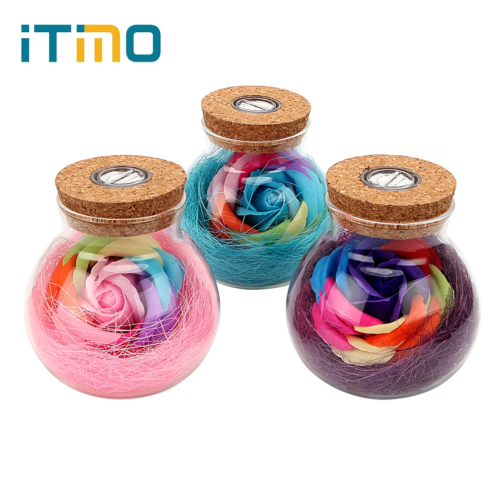 

ITimo RGB Dimmer Lamp LED Romantic Bulb Rose Flower Bottle Light With Remote Control For Mom Lady Girls Night Light