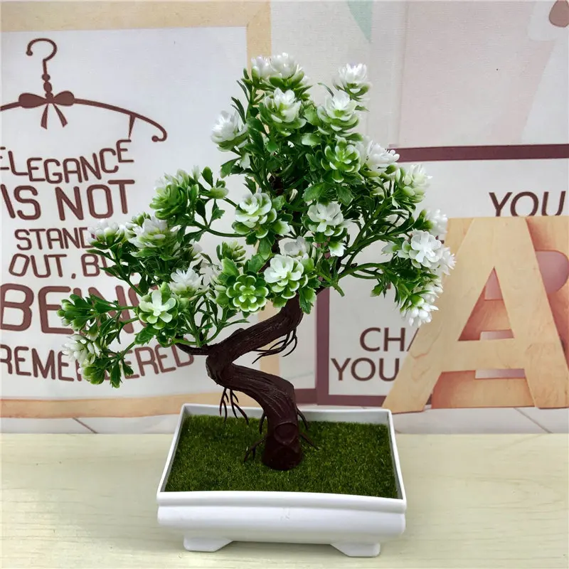 

Artificial Green Plants Bonsai Simulation Plastic Small Tree Pot Plant Potted Ornaments For Home Table Garden Decoration 52841
