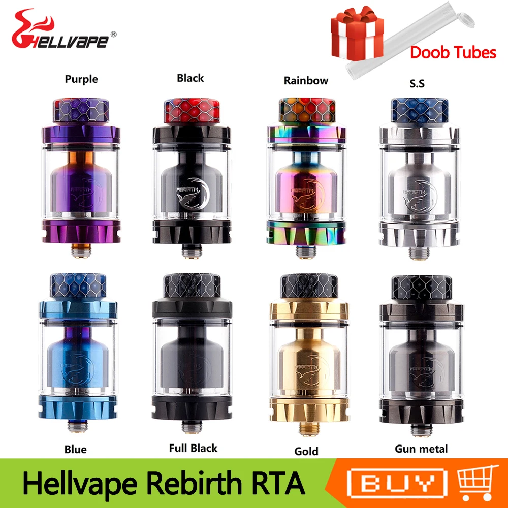 

Hellvape Rebirth RTA Tank 25mm 2ml/5ml Capacity Dual Post Build Deck Vape Tank Atomizer For Squonk Mod VS Profile Unity RTA