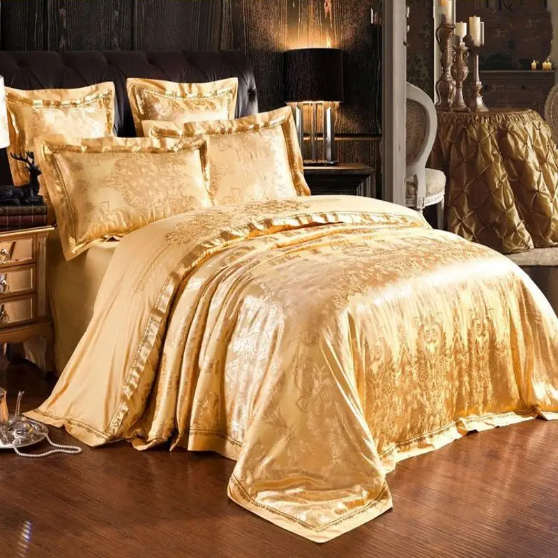 Europe Jacquard Satin Duvet Cover King Queen 4 6pc Embroidered Home Europe Jacquard Satin Duvet Cover King Queen 4 6pc Embroidered Home Textile Bedclothes Bed Sheet Linen Cotton Bedding Set Luxury In Sets From