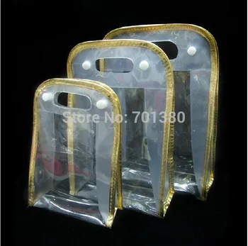 

wholesale s size:12*5.5*17 silver colour clear pvc packing bag gift bag clear cosmetic bag, Free shipping 200piece\lot