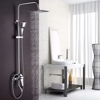 

Big promotion 8 inch 3 Function Chrome Finish Brass Made Shower Faucet Shower Set Rain Shower Head Tub Mixer Faucet for bathroom