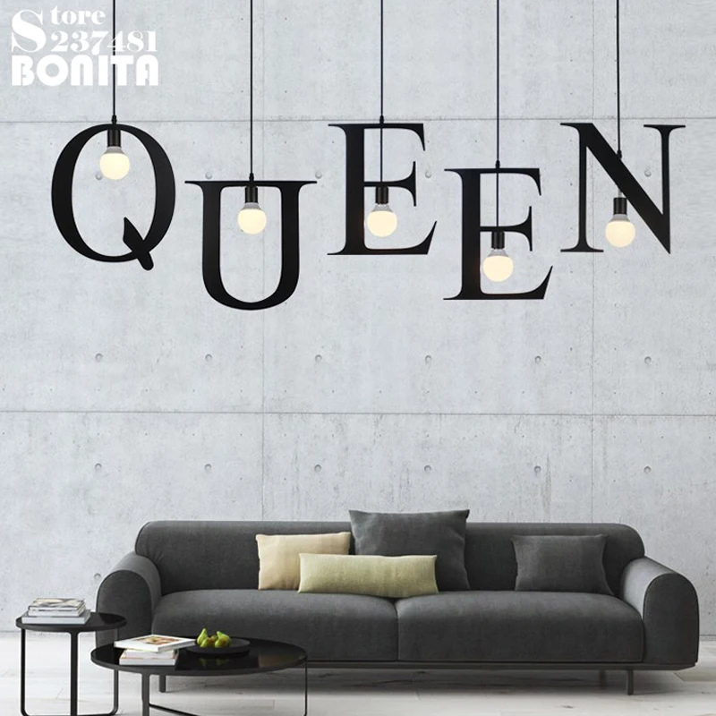 English letters A to Z Pendant Lamps Modern Black Letter Spelling Droplight Iron Hanging Lights For Dining Room a to z great modern artists