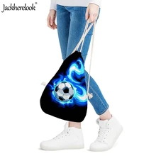 Jackherelook Burning Fire Foot Ball Soccer Print Boys Girls Drawstring Bags Casual Small Students Backpacks Storage Sack Bags