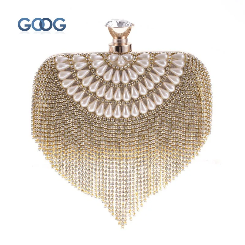 

GOOG.YU Popular Fashion Solid Color Hollow Women Hand Bag Diamond Process Water Wave Band Spike Dinner Evening Clutch Bags