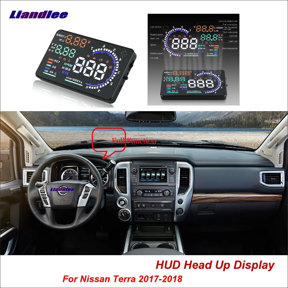 

Liandlee Car HUD Head Up Display For Nissan Terra 2017-2018 Digital Speedometer Fuel Consumption Projector Screen OBD Detector