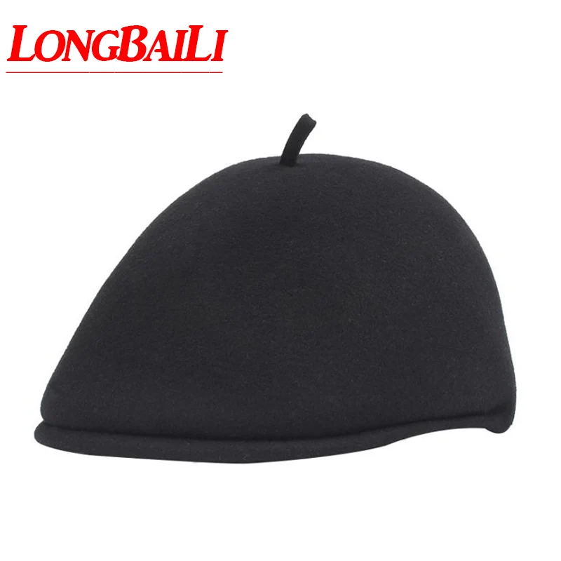 

Winter Solid Color Wool Felt Beret Hats For Men Women Newsboy Caps Free Shipping BMDW041