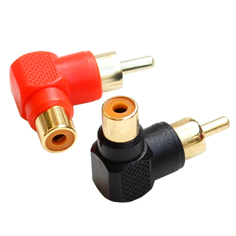 

New 90 Degree Right Angle RCA Male To Female Curved Converter Gold Plated Socket Cable Connector Audio Plug Adapter