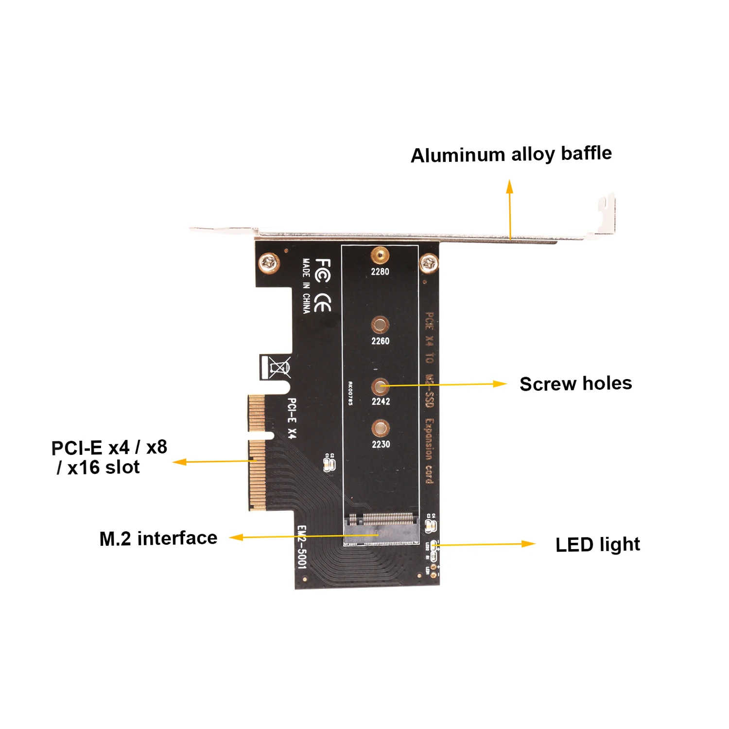 Ubit M2 до M ключ PCI-E X4 карты ECM21 M.2 PCIe к PCI Express 3,0x4 адаптер-Поддержка M.2 PCIe 2280, 2260, 2242, 2230