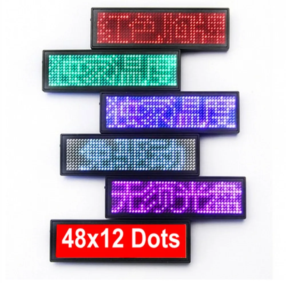 Goede 12*48 Pixels LED Naam Badge met Magneet en Pin Scrolling display Bericht Teken 48x12 Dots Oplaadbare led Naam Tag Voor Event