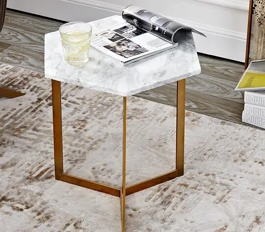 Marble corner several Nordic modern minimalist wrought iron small apartment type room living room sofa side table .