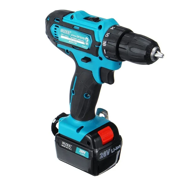 

2-Speed Power Tools 35Nm Electric Screwdriver Cordless Drill Drill LED Light Power Driver 26V Max DC Li-Ion Battery