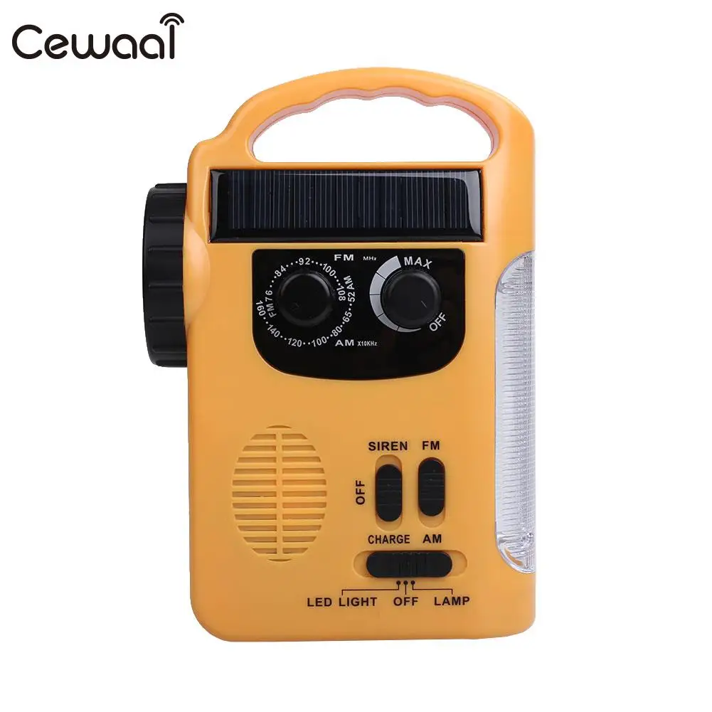 

AM/FM Radio Wind Up Solar Rechargeable Emergency LED Flashlight Light Charger