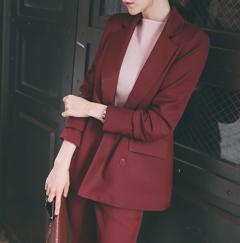 Женский комплект из 2 предметов, женский пиджак, черный блейзер, брюки, элегантный костюм, винтажный деловой костюм для работы, горячая Распродажа S89604F