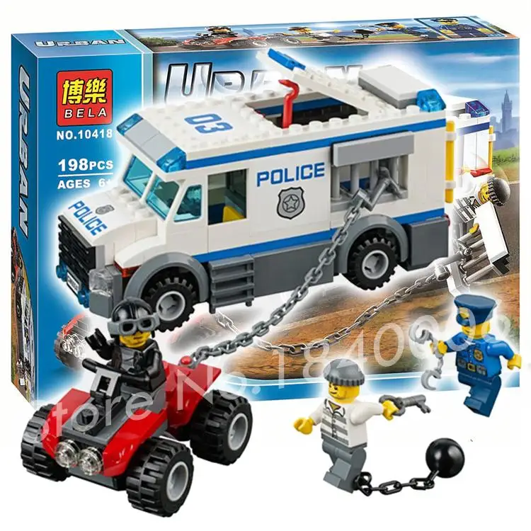 

198pcs BELA New 10418 City Police Prisoner Transporter sets Building Blocks Kids Toys Compatible with Lego
