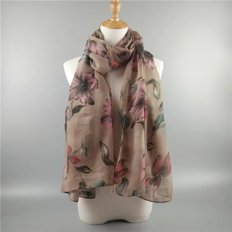 2017-New-Flower-Leaves-Print-Scarf-Women-Leaf-Floral-Scarf-Long-Wraps ...