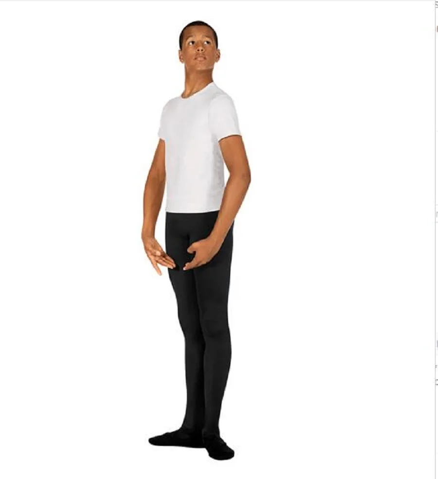 

Hot Sale Wholesale Discount Men Boy Black White Soft Microfiber Footed Dance Ballet Tights