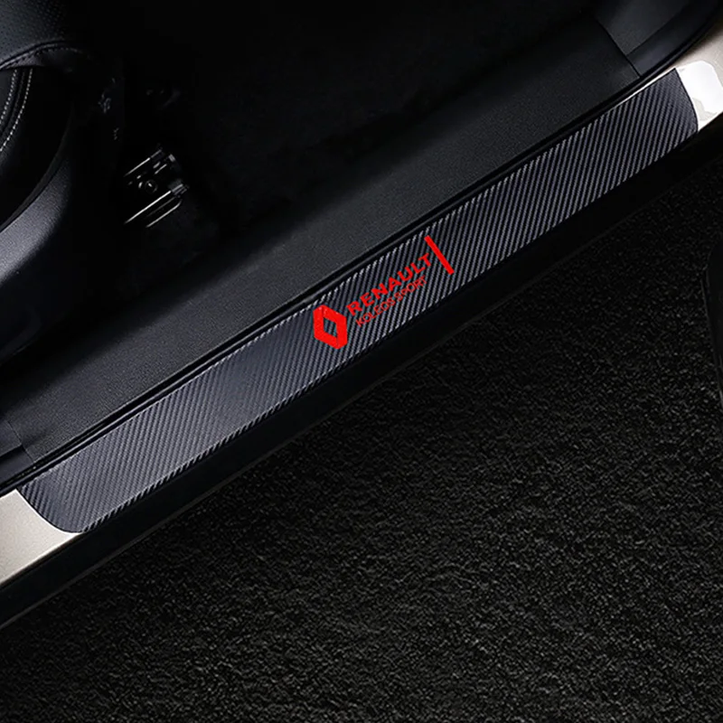 

4pcs Door Carbon Fiber Car Scuff Plate Sticker Vinyl Decal Stickers for Renault Duster Megane 2 Logan Renault Clio Car Styling