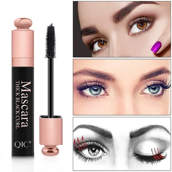 

QIC 4D silk fiber eyelash mascara waterproof long lasting quick dry black color makeup rimel 4D mascara Q806